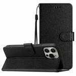 For iPhone 16 Pro Silk Texture Horizontal Flip Leather Phone Case(Black)