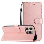 For iPhone 16 Pro Silk Texture Horizontal Flip Leather Phone Case(Rose Gold)