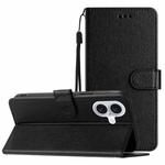 For iPhone 16 Plus Silk Texture Horizontal Flip Leather Phone Case(Black)