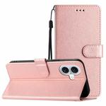 For iPhone 16 Silk Texture Horizontal Flip Leather Phone Case(Rose Gold)