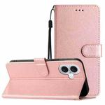 For iPhone 17 Silk Texture Horizontal Flip Leather Phone Case(Rose Gold)
