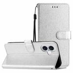 For iPhone 17 Silk Texture Horizontal Flip Leather Phone Case(Silver)