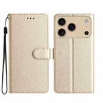 For iPhone 17 Pro Max Silk Texture Horizontal Flip Leather Phone Case(Gold)