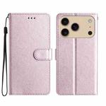 For iPhone 17 Pro Max Silk Texture Horizontal Flip Leather Phone Case(Rose Pink)