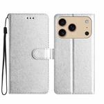 For iPhone 17 Pro Max Silk Texture Horizontal Flip Leather Phone Case(Silver)