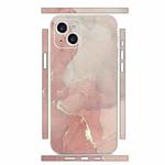 For iPhone 15 Plus All-inclusive PET Phone Decal Adhesive Sticker(Pink White Marble)