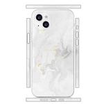 For iPhone 15 Plus All-inclusive PET Phone Decal Adhesive Sticker(White Marble)