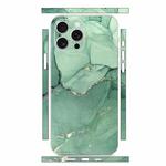 For iPhone 14 Pro All-inclusive PET Phone Decal Adhesive Sticker(Green Marble)