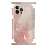 For iPhone 12 Pro All-inclusive PET Phone Decal Adhesive Sticker(Pink White Marble)