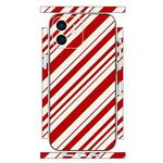 For iPhone 12 mini Geometric Style All-inclusive PET Phone Decal Adhesive Sticker(Red White Twill)