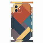 For iPhone 12 mini Geometric Style All-inclusive PET Phone Decal Adhesive Sticker(Dark Blue Brown)