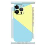 For iPhone 12 Pro Geometric Style All-inclusive PET Phone Decal Adhesive Sticker(Blue Yellow)