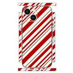 For iPhone 14 Geometric Style All-inclusive PET Phone Decal Adhesive Sticker(Red White Twill)