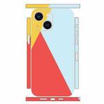 For iPhone 15 Geometric Style All-inclusive PET Phone Decal Adhesive Sticker(Orange Blue)