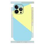 For iPhone 15 Pro Geometric Style All-inclusive PET Phone Decal Adhesive Sticker(Blue Yellow)