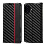 For iPhone 16 LC.IMEEKE Carbon Fiber Leather Phone Case(Vertical Black)