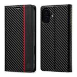 For iPhone 17 LC.IMEEKE Carbon Fiber Leather Phone Case(Vertical Black)