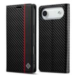 For iPhone 17 Air LC.IMEEKE Carbon Fiber Leather Phone Case(Vertical Black)