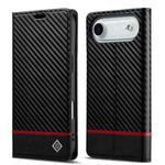 For iPhone 17 Air LC.IMEEKE Carbon Fiber Leather Phone Case(Horizontal Black)