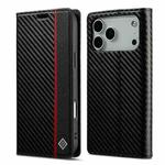 For iPhone 17 Pro Max LC.IMEEKE Carbon Fiber Leather Phone Case(Vertical Black)