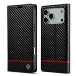 For iPhone 17 Pro Max LC.IMEEKE Carbon Fiber Leather Phone Case(Horizontal Black)