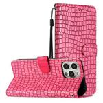 For iPhone 16 Pro Max Crocodile Texture Horizontal Flip Leather Phone Case(Rose Red)