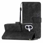 For iPhone 17 Skin-feel Embossed Butterfly Leather Phone Case(Black)