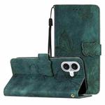 For iPhone 17 Skin-feel Embossed Butterfly Leather Phone Case(Green)