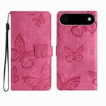 For iPhone 17 Air Skin-feel Embossed Butterfly Leather Phone Case(Rose Red)