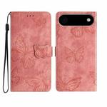 For iPhone 17 Air Skin-feel Embossed Butterfly Leather Phone Case(Pink)
