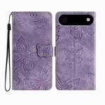 For iPhone 17 Air Skin-feel Embossed Butterfly Leather Phone Case(Purple)