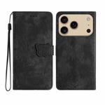 For iPhone 17 Pro Max Skin-feel Embossed Butterfly Leather Phone Case(Black)