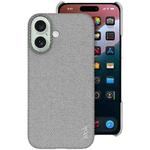 For iPhone 16 imak Ruiyi Series Cloth Texture PU + PC Phone Case(Light Grey)