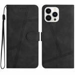 For iPhone 16 Pro Max Skin-feel Stitching Leather Phone Case(Black)