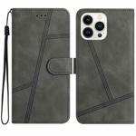 For iPhone 16 Pro Max Skin-feel Stitching Leather Phone Case(Grey)