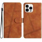 For iPhone 16 Pro Max Skin-feel Stitching Leather Phone Case(Brown)