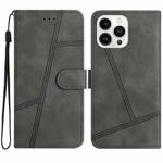 For iPhone 16 Pro Skin-feel Stitching Leather Phone Case(Grey)