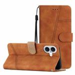 For iPhone 16 Plus Skin-feel Stitching Leather Phone Case(Brown)