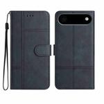 For iPhone 17 Air Cowhide Texture Stitching Leather Phone Case(Dark Blue)