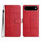 For iPhone 17 Air Cowhide Texture Stitching Leather Phone Case(Red)