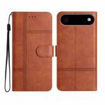 For iPhone 17 Air Cowhide Texture Stitching Leather Phone Case(Brown)