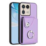 For Motorola Edge 50 Ultra EU Version Organ Card Bag Ring Holder Phone Case(Purple)