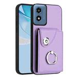 For Motorola Moto G Play 2024 5G Organ Card Bag Ring Holder Phone Case(Purple)