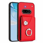 For Nothing Phone 3a Organ Card Bag Ring Holder Phone Case(Red)