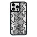 For iPhone 15 Pro Max Exclusive Design Style PC Full Coverage Pattern Phone Case(Silver Python Texture)