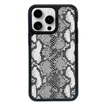 For iPhone 15 Pro Exclusive Design Style PC Full Coverage Pattern Phone Case(Silver Python Texture)