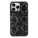 For iPhone 15 Pro Exclusive Design Style PC Full Coverage Pattern Phone Case(Black Python Texture)