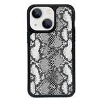 For iPhone 15 Plus Exclusive Design Style PC Full Coverage Pattern Phone Case(Silver Python Texture)