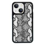 For iPhone 14 Plus Exclusive Design Style PC Full Coverage Pattern Phone Case(Silver Python Texture)