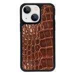 For iPhone 14 Plus Exclusive Design Style PC Full Coverage Pattern Phone Case(Brown Crocodile Texture)